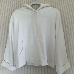 Acne Studios Boxy Cropped White Hoodie